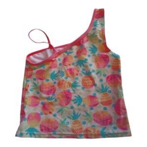 OP Coral & Blue Pineapple Tankini Swim Top Size 4-5